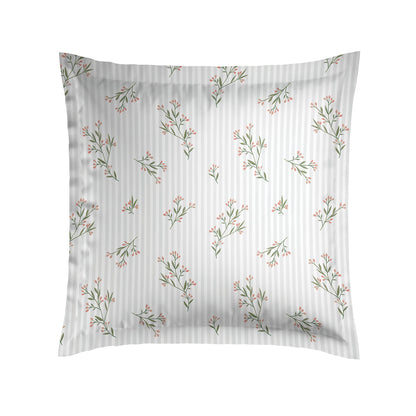 2 pillowcases - 100% cotton sateen TC200 - Brise florale - white 2 x (63 x 63 cm)