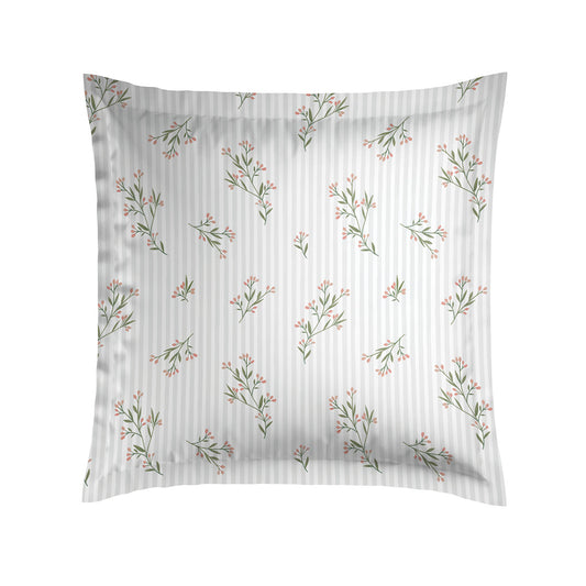 2 pillowcases - 100% cotton sateen TC200 - Brise florale - white 2 x (63 x 63 cm)