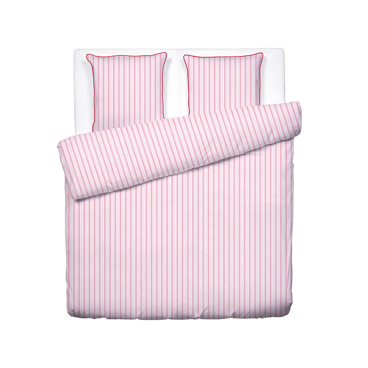Duvet cover and pillowcase(s) set - 100% cotton sateen TC200 - Naïa - pink / red 260 x 240 cm + 2 x (63 x 63 cm)