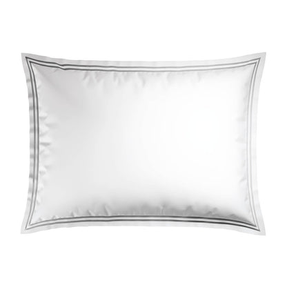 2 pillowcases - 100% cotton sateen TC200 - Megève - grey / white 2 x (50 x 70 cm)