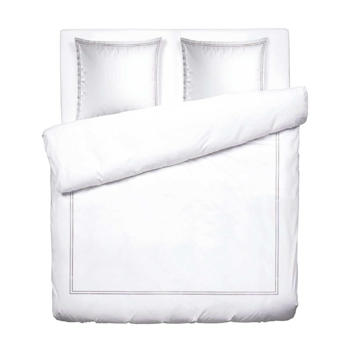 Duvet cover and pillowcase(s) set - 100% cotton sateen TC200 - Megève - grey / white 260 x 240 cm + 2 x (63 x 63 cm)
