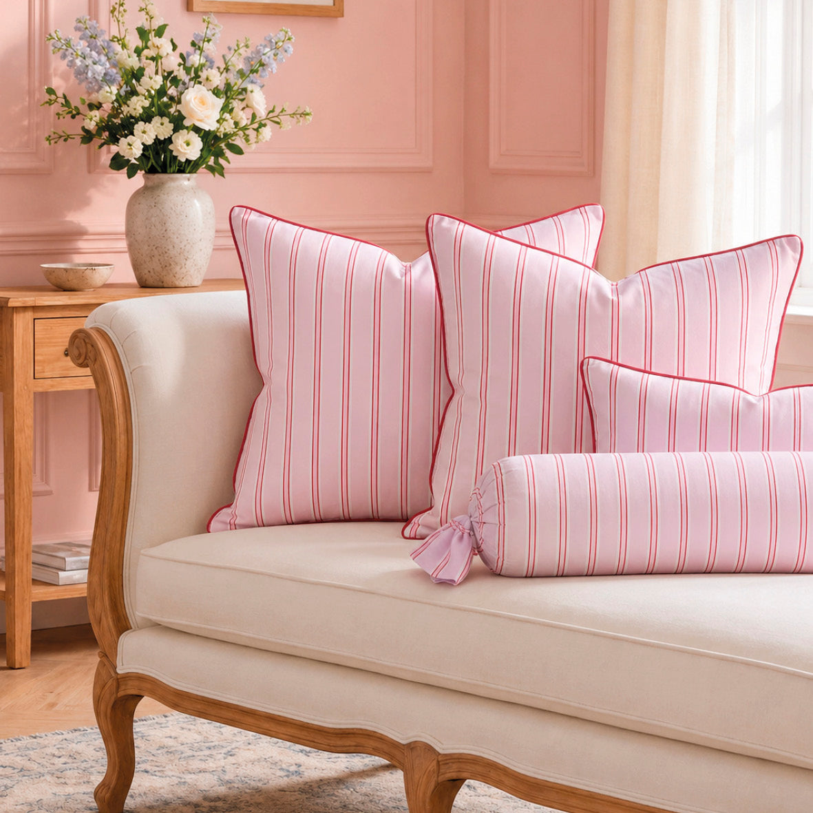 Duvet cover and pillowcase(s) set - 100% cotton sateen TC200 - Naïa - pink / red