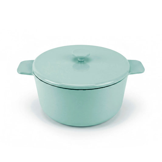 Enamelled cast iron round casserole with lid - green - 28 cm