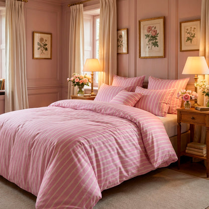 Duvet cover and pillowcase(s) set - 100% cotton sateen TC200 - Linéa - pink