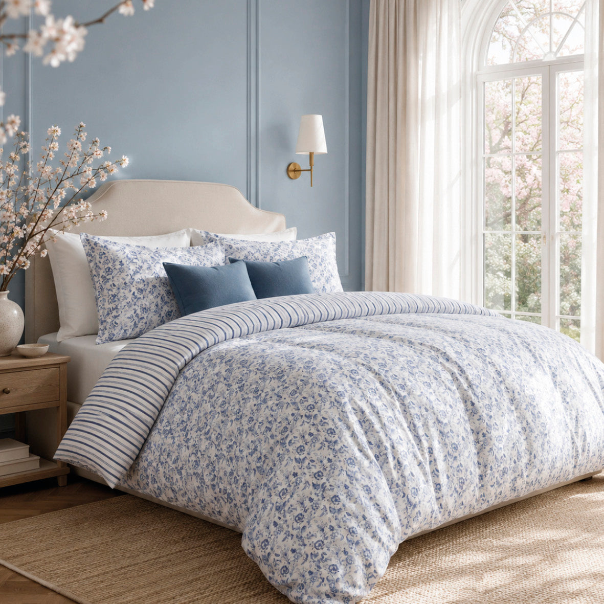 Bedspread - 100% cotton sateen TC200 - Porcelaine - white