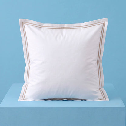 2 pillowcases - 100% cotton sateen TC200 - Megève - taupe / white 2 x (63 x 63 cm)