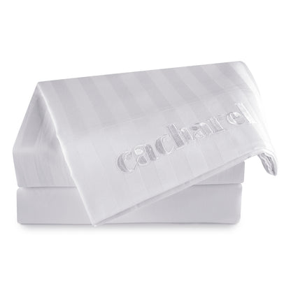 Flat sheet - 100% cotton sateen TC200 - Woven stripe - white