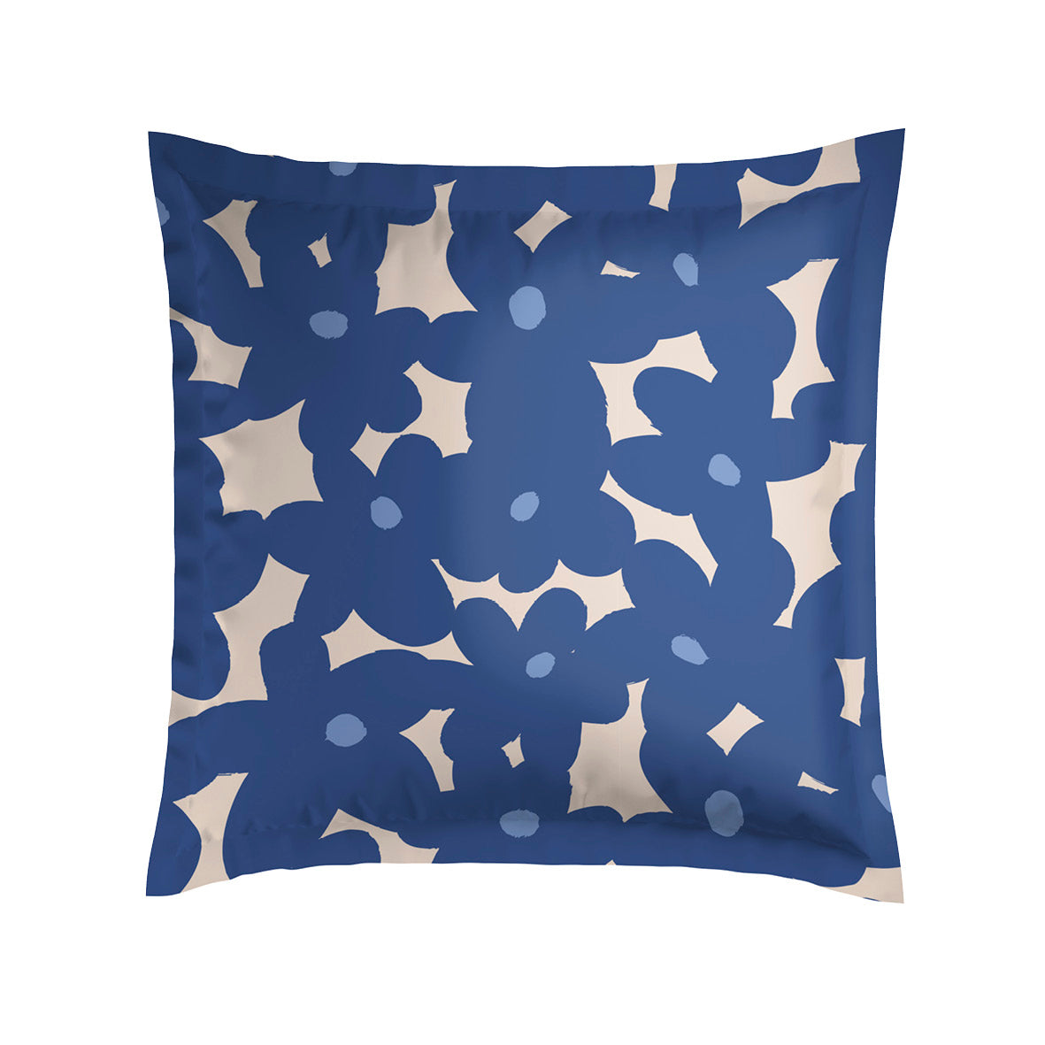 2 pillowcases - 100% cotton sateen TC200 - Pulsation florale - pink / blue 2 x (63 x 63 cm)