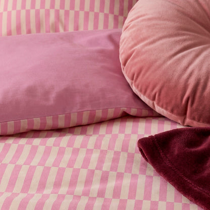 Duvet cover and pillowcase(s) set - 100% cotton sateen TC200 - Trame verticale - pink / bubblegum