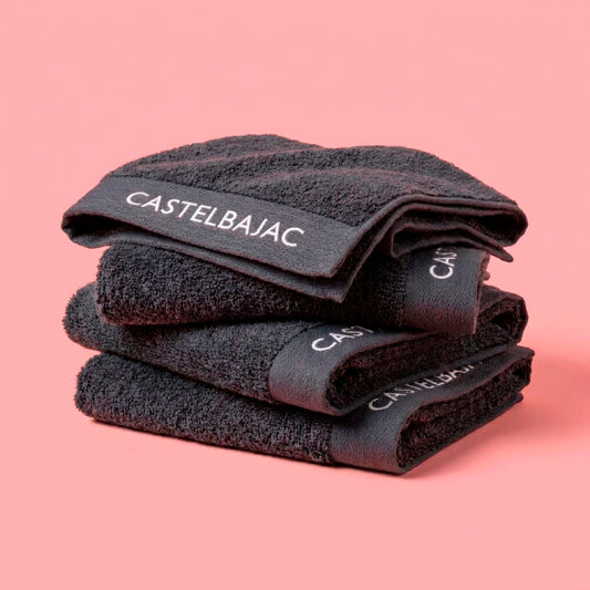 4 plush guest towels - 100% combed cotton 570 gsm - Aube Dark grey 4 x (30 x 30 cm)