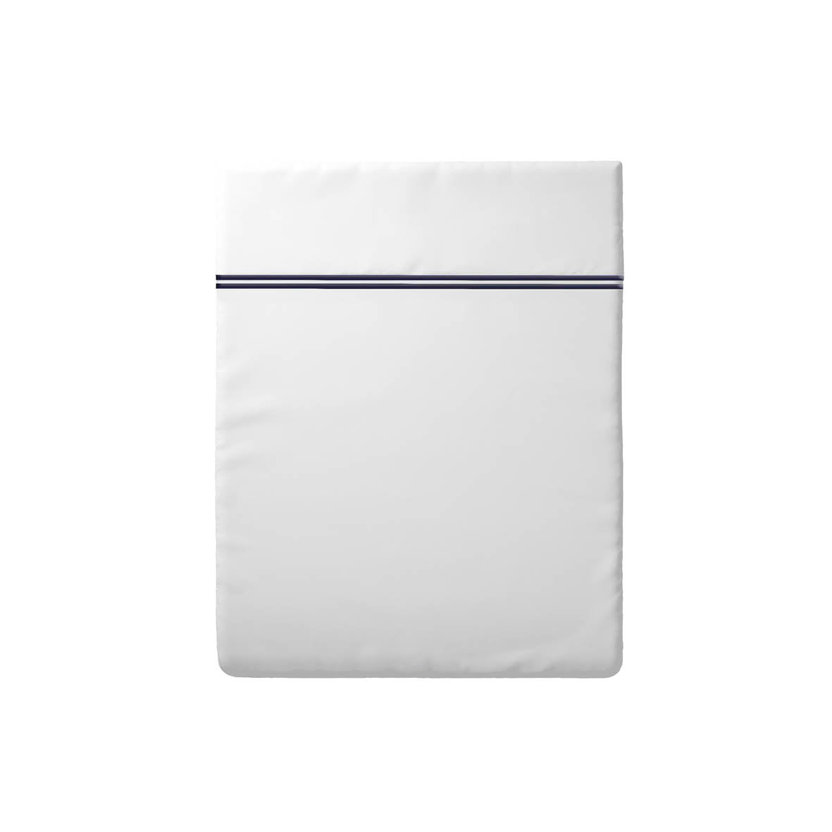 Flat sheet - 100% cotton sateen TC200 - Megève - dark blue / white 240 x 300 cm