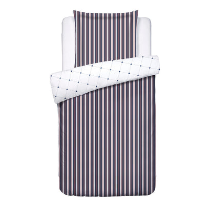 Duvet cover + pillowcase cotton satin - Ligne atlantique Blue / White