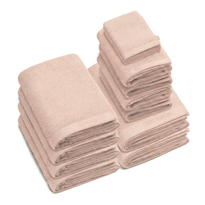 Complete bath linen set combed cotton LT - Lagon - 14 pieces Taupe