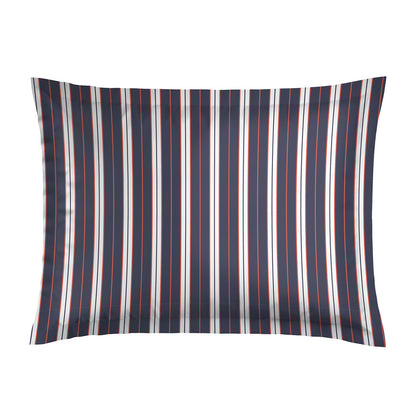 Pillowcase cotton satin - Canards / Ligne atlantique blue White / Blue