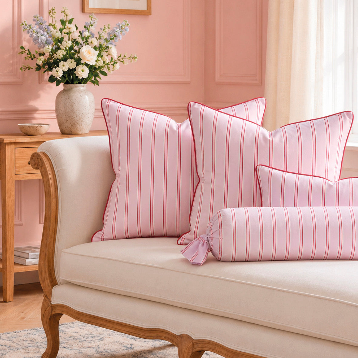2 pillowcases - 100% cotton sateen TC200 - Naïa - pink / red