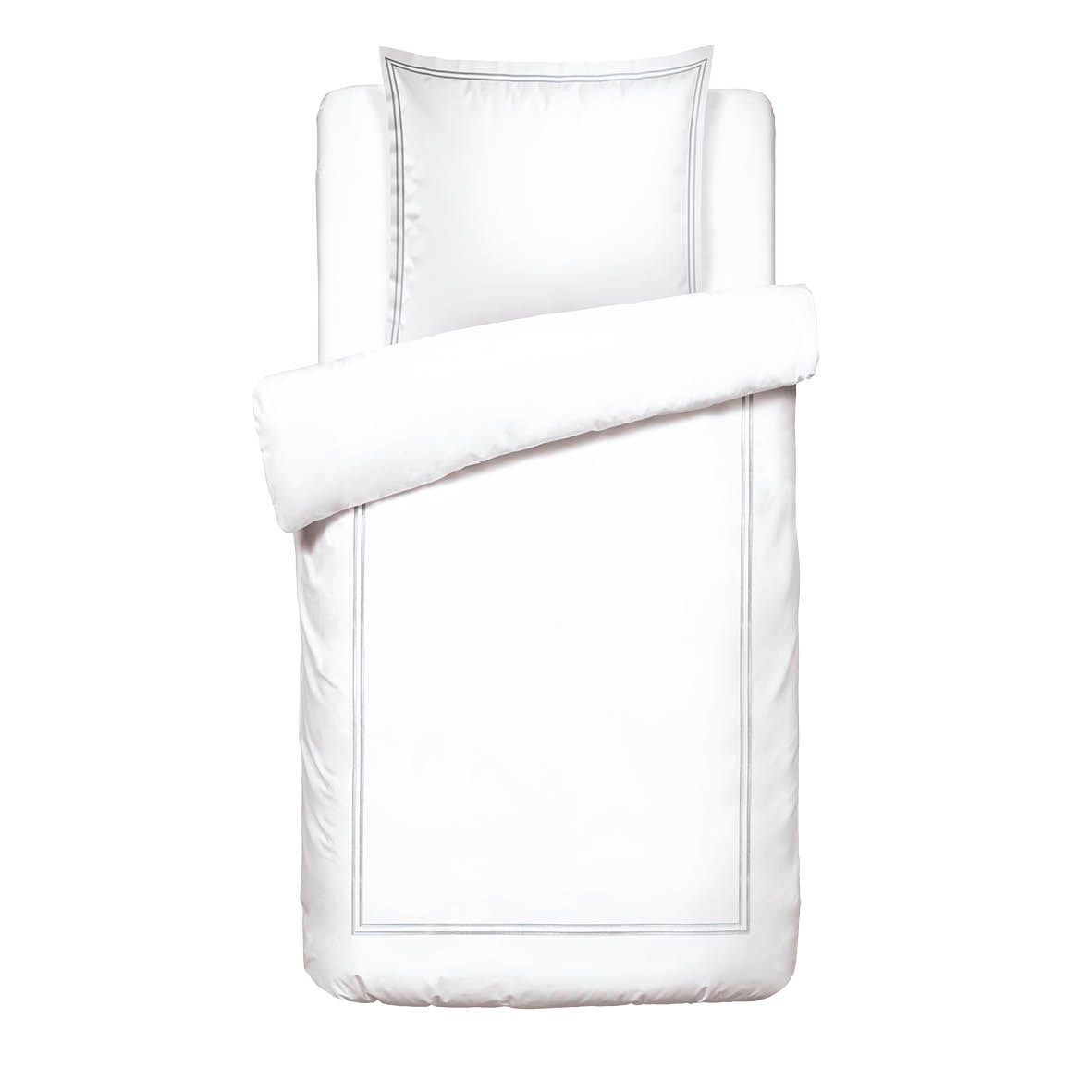 Duvet cover and pillowcase(s) set - 100% cotton sateen TC200 - Megève - grey / white