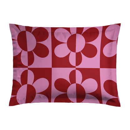 2 pillowcases - 100% cotton sateen TC200 - Pop flower - honey gold / pink