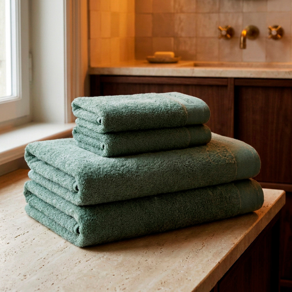 Complete bath linen set combed cotton LT - Lagon - 14 pieces