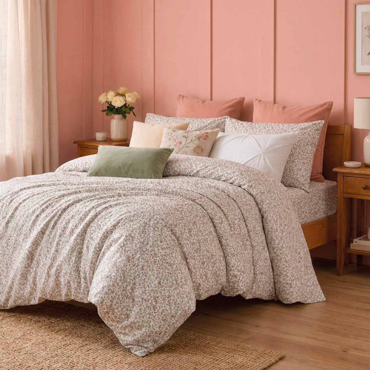Bolster case - 100% cotton sateen TC200 - Coeur de prairie - beige