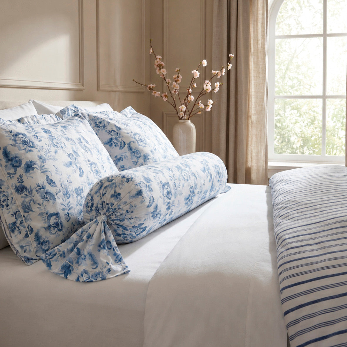 Bolster case - 100% cotton sateen TC200 - Porcelaine - white