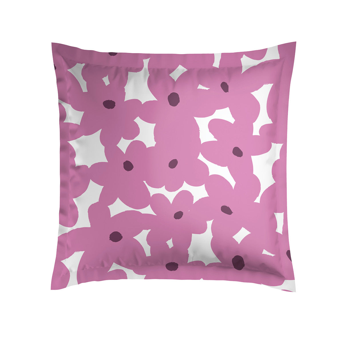 2 pillowcases - 100% cotton sateen TC200 - Pulsation florale - pink / blue