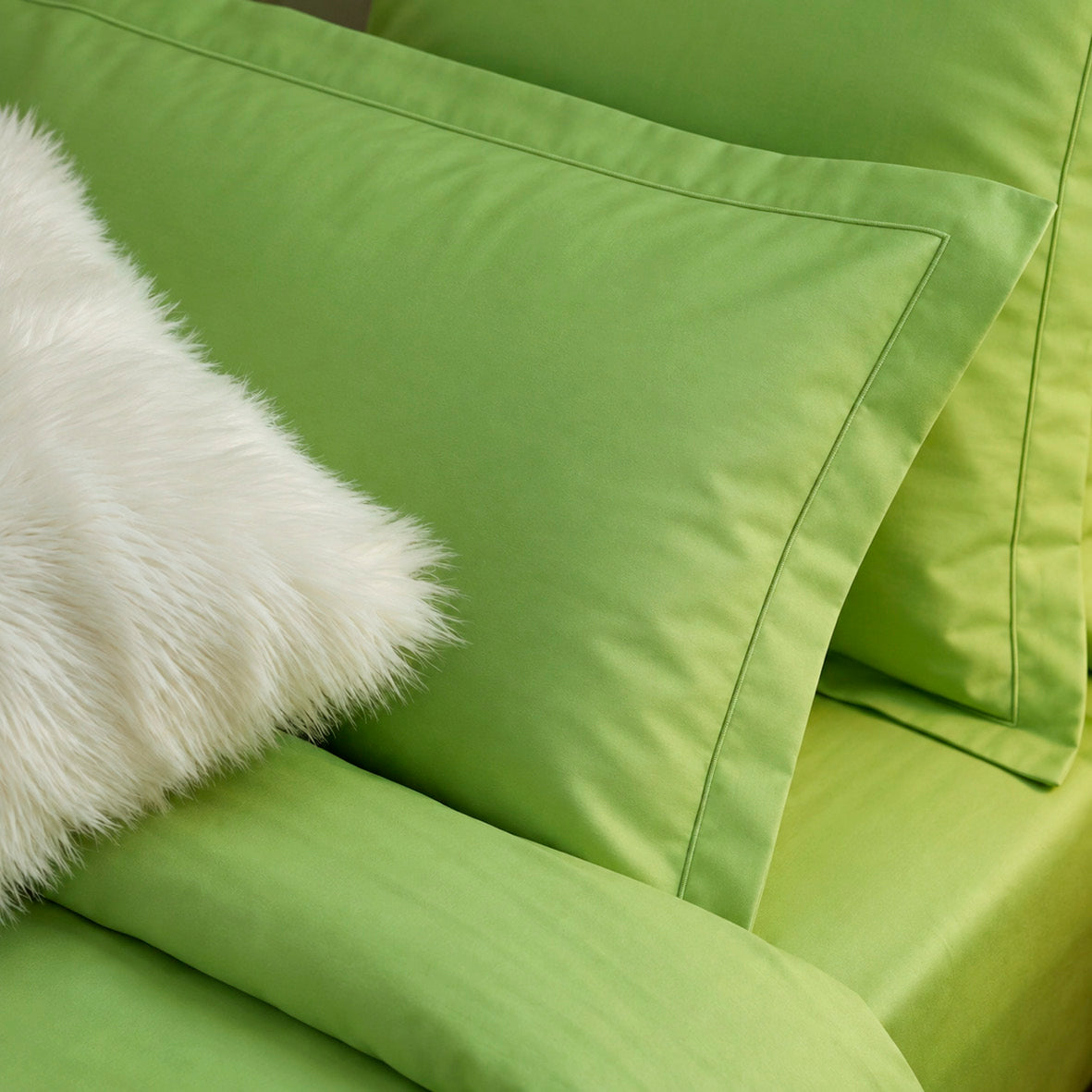 2 pillowcases - 100% cotton sateen TC200 - Uni - nile green