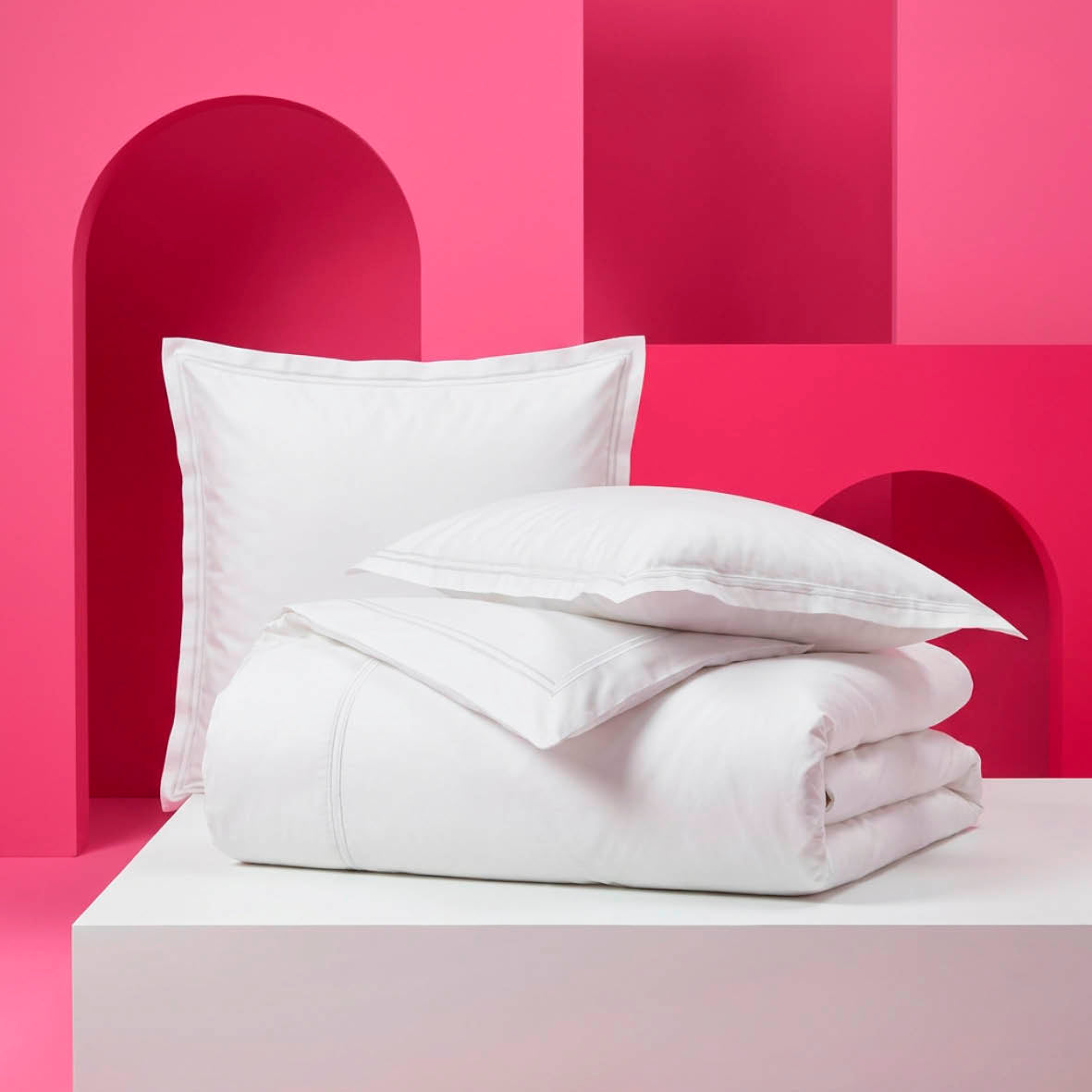 Duvet cover and pillowcase(s) set - 100% cotton sateen TC200 - Megève - white / white