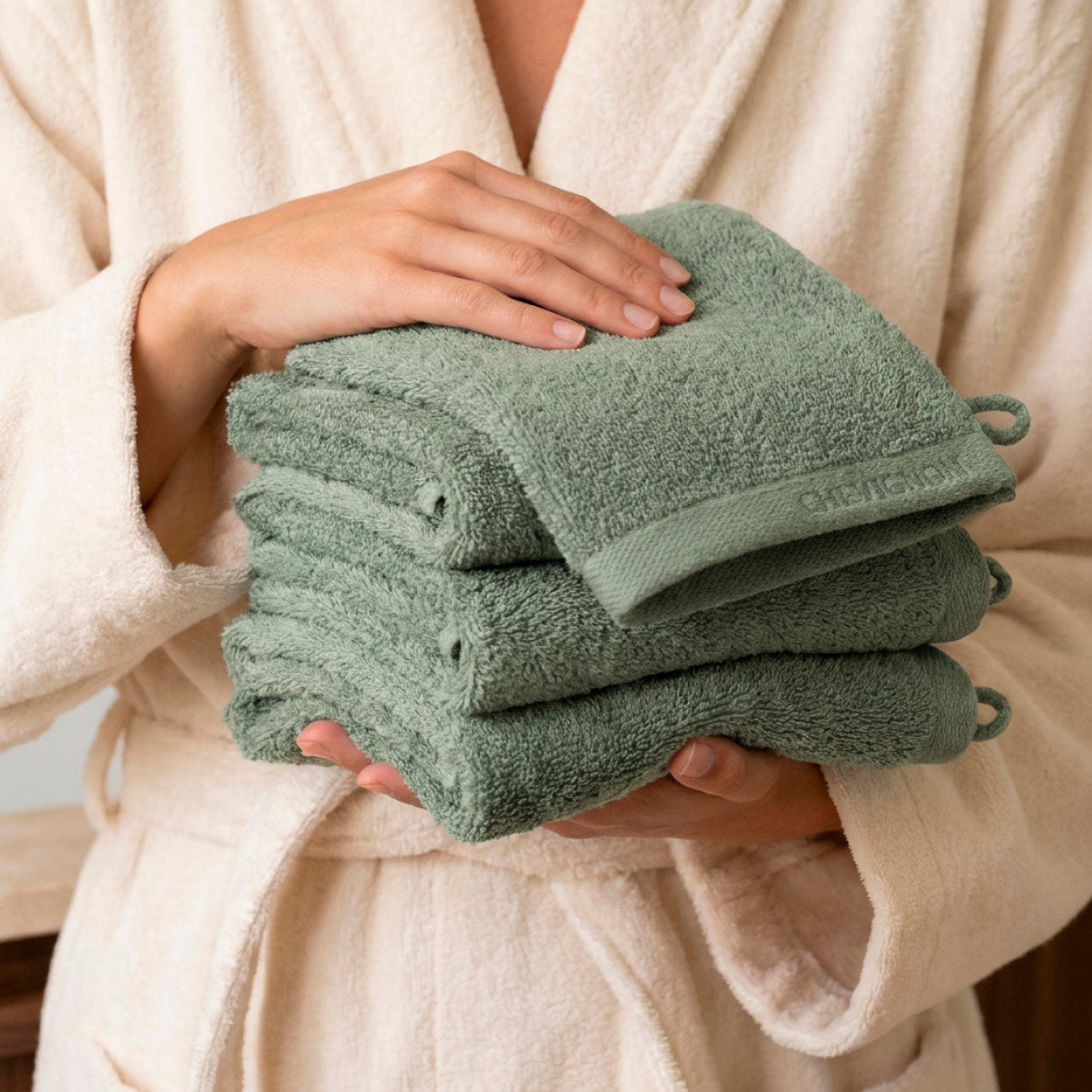 Complete bath linen set combed cotton LT - Lagon - 14 pieces
