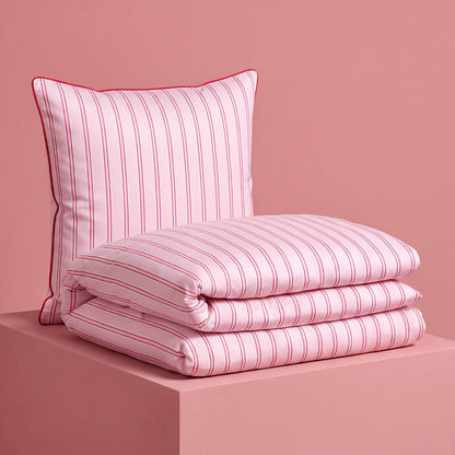 Duvet cover and pillowcase(s) set - 100% cotton sateen TC200 - Silva - pink / red