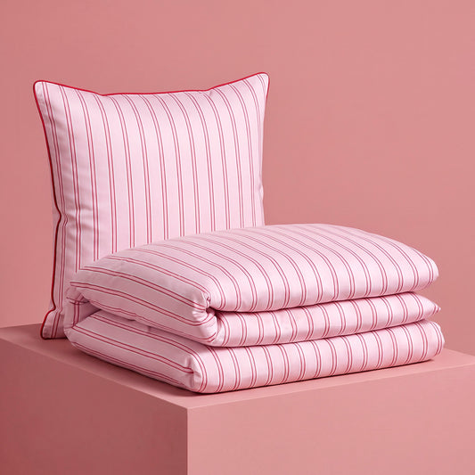 Duvet cover and pillowcase(s) set - 100% cotton sateen TC200 - Silva - pink / red