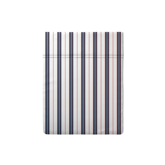 Flat sheet cotton satin - Ligne atlantique White / Blue 240 x 300 cm