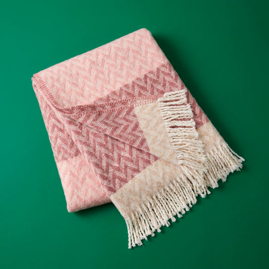 Ultra-soft woven throw - cotton blend - Chevron - pink / purple Default Title