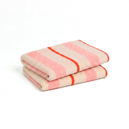 Plush 2 hand towels - 100% combed cotton - Rêverie - pink / red Pink Red
