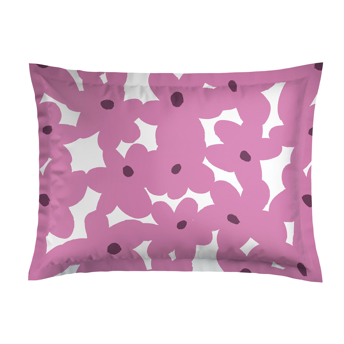 2 pillowcases - 100% cotton sateen TC200 - Pulsation florale - blue / pink