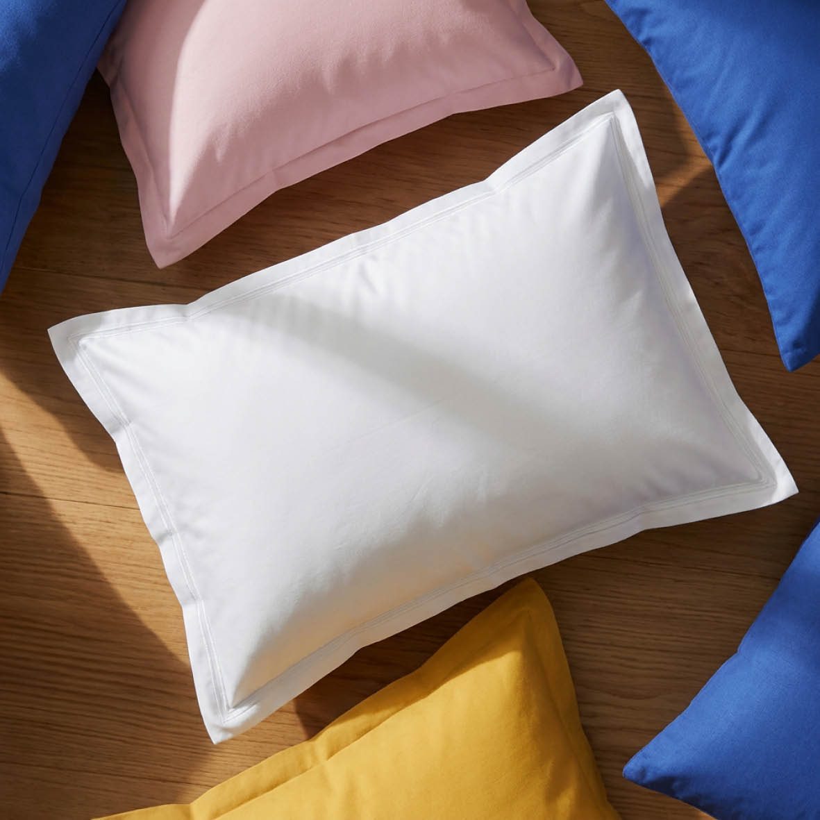2 pillowcases - 100% cotton sateen TC200 - Megève - white / white
