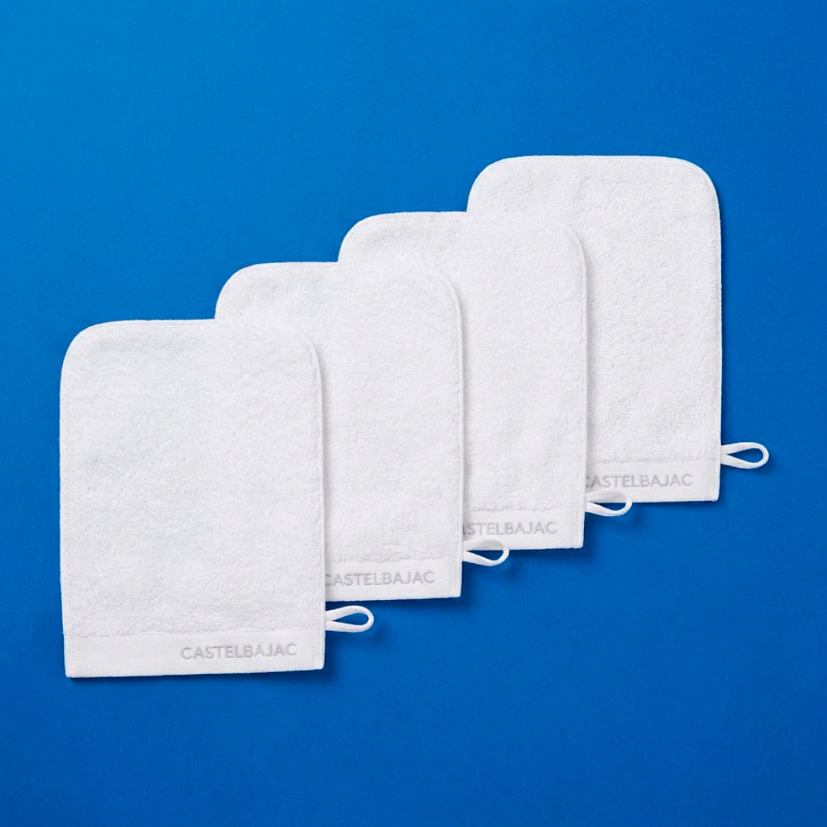 4 plush washcloths - 100% combed cotton 570 gsm - Aube White 4 x (15 x 21 cm)