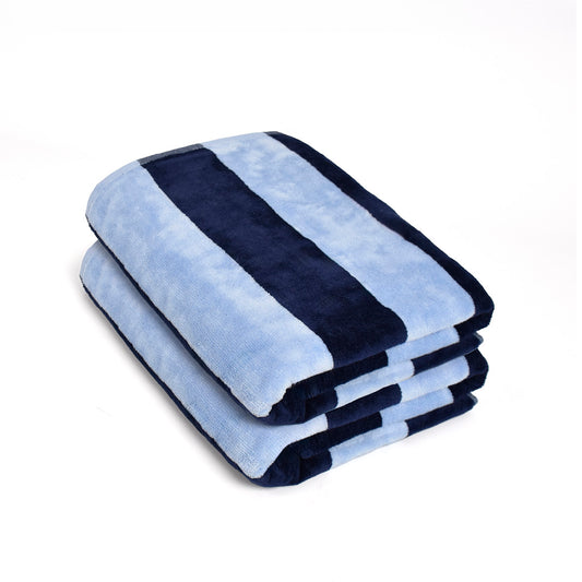Bath towel cotton velvet - Bastin - 2 x (70 x 135 cm) Blue