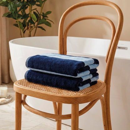 Plush 2 bath towels - 100% cotton velvet - Sillage - blue