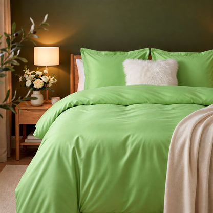 2 pillowcases - 100% cotton sateen TC200 - Uni - nile green