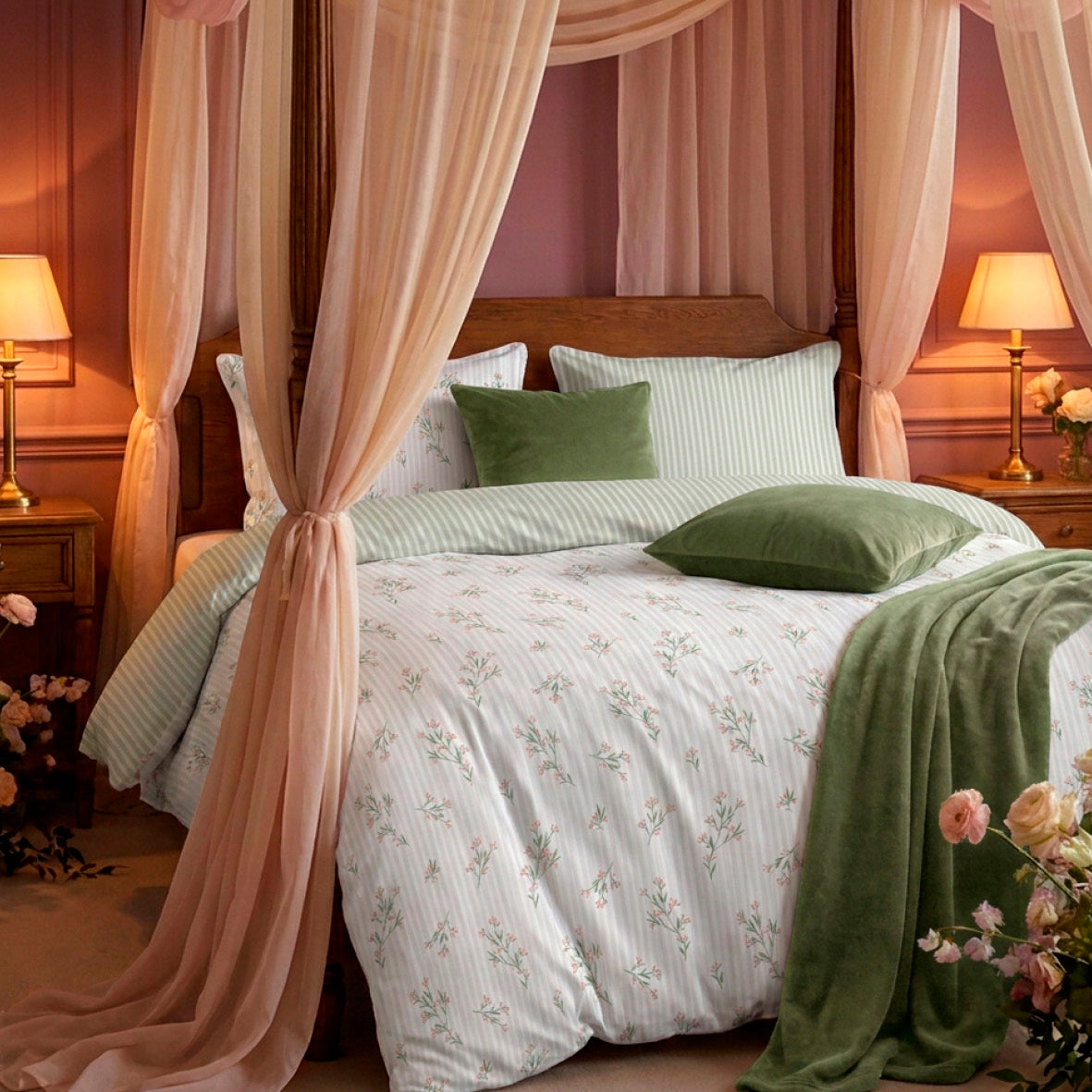 2 pillowcases - 100% cotton sateen TC200 - Brise florale - white