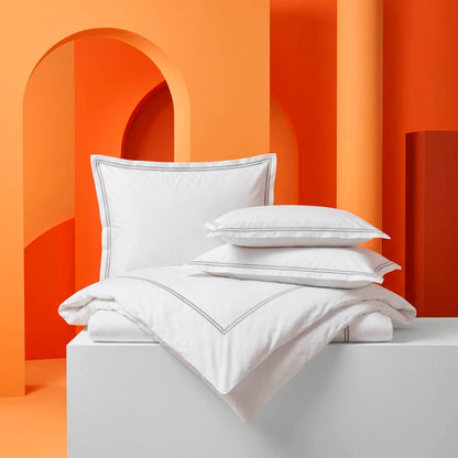 Bolster case - 100% cotton sateen TC200 - Megève - grey / white