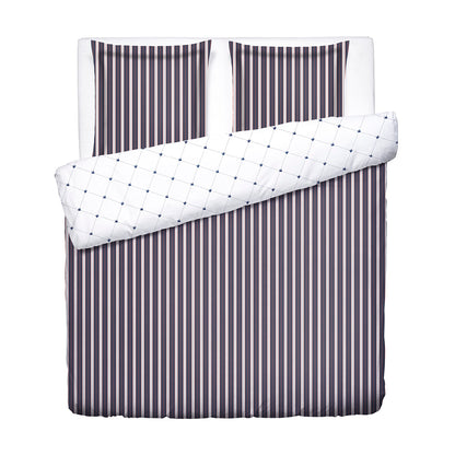 Duvet cover + pillowcase cotton satin - Ligne atlantique Blue / White