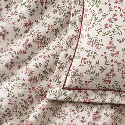 2 pillowcases - 100% cotton sateen TC200 - Coeur de prairie - beige