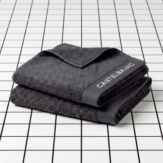 2 plush hand towels - 100% combed cotton 570 gsm - Aube Dark grey 2 x (50 x 100 cm)