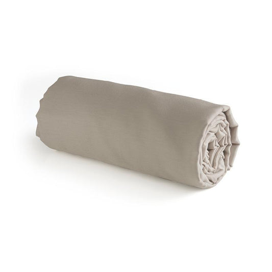Fitted sheet cotton satin Uni Taupe 180 x 200 cm