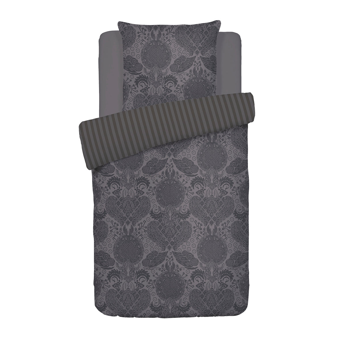 Duvet cover + pillowcase(s) cotton satin - Arles Dark grey