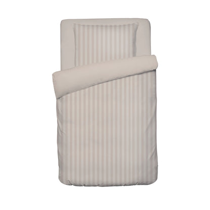 Duvet cover baby + pillowcase cotton satin Jacquard woven - Dobby Stripe Taupe 100 x 135 cm + 40 x 60 cm