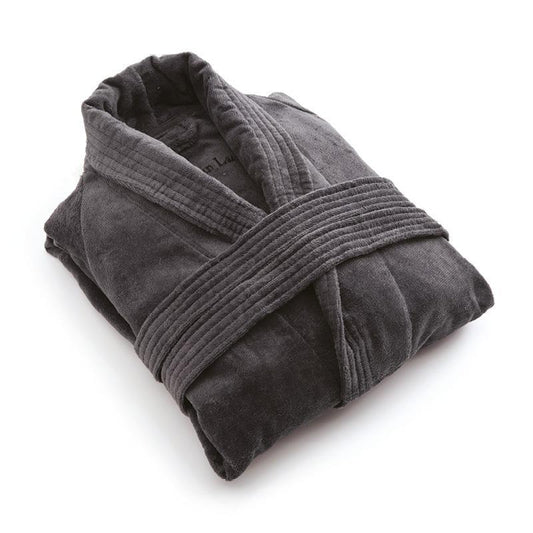 Bathrobe with shawl collar Dark grey - S / M Medium