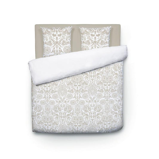 Duvet cover + pillowcase(s) cotton satin - Love Stories Taupe 260 x 240 cm + 2 x (63 x 63 cm)