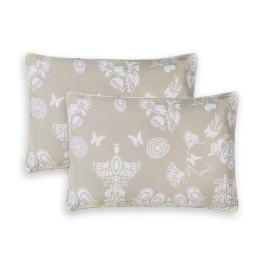 Set of 2 pillowcases cotton satin Love Stories Beige 2 x (50 x 70 cm)